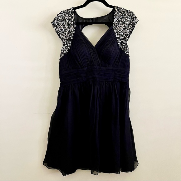 {Scala} Silk & Sequin Evening Cocktail Mini Dress - Picture 2 of 11